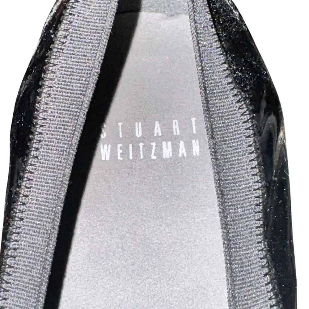 Stuart Weitzman Easily Pumps Women's Size 8.5 M Black Patent Leather Elastic